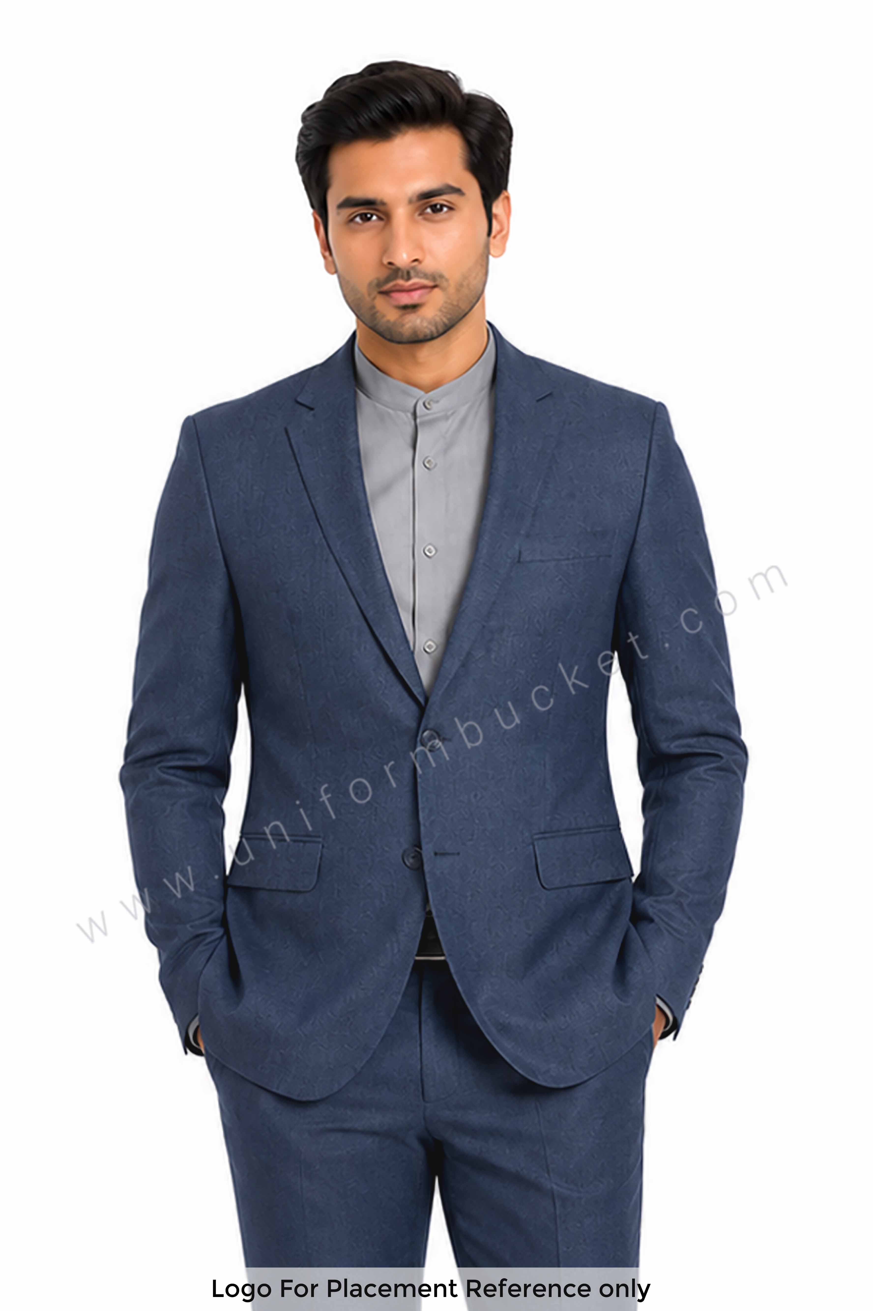 Male Two Button Worsted Blue Corporate Blazer view 1